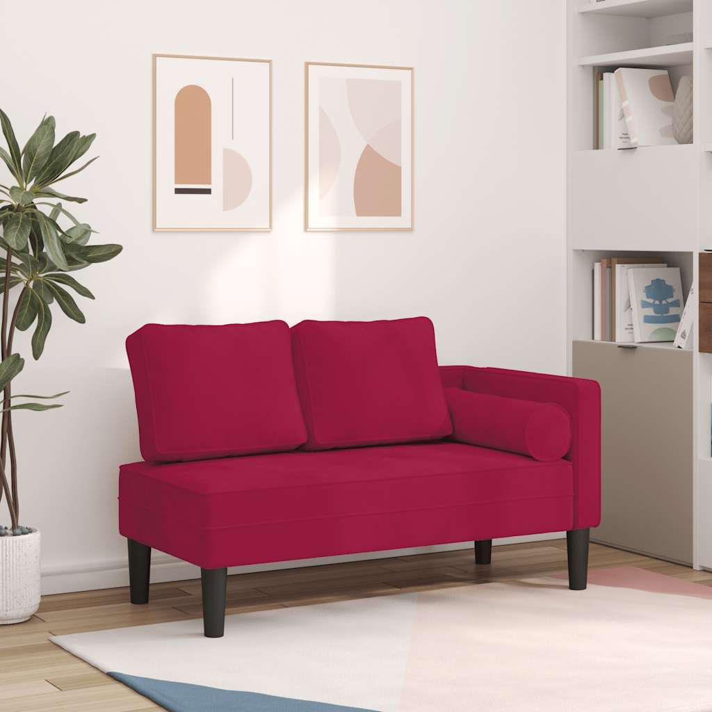 Chaiselongue mit Kissen Blau Samt