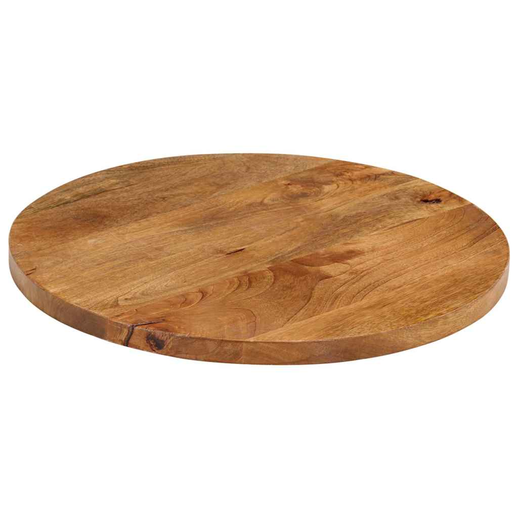 Tischplatte Ø 40x2,5 cm Rund Raues Massives Mangoholz