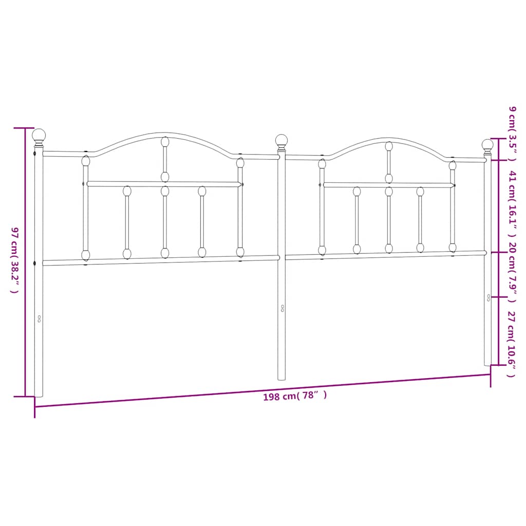 Ersatz-Kopfteil Metall Schwarz 90 cm
