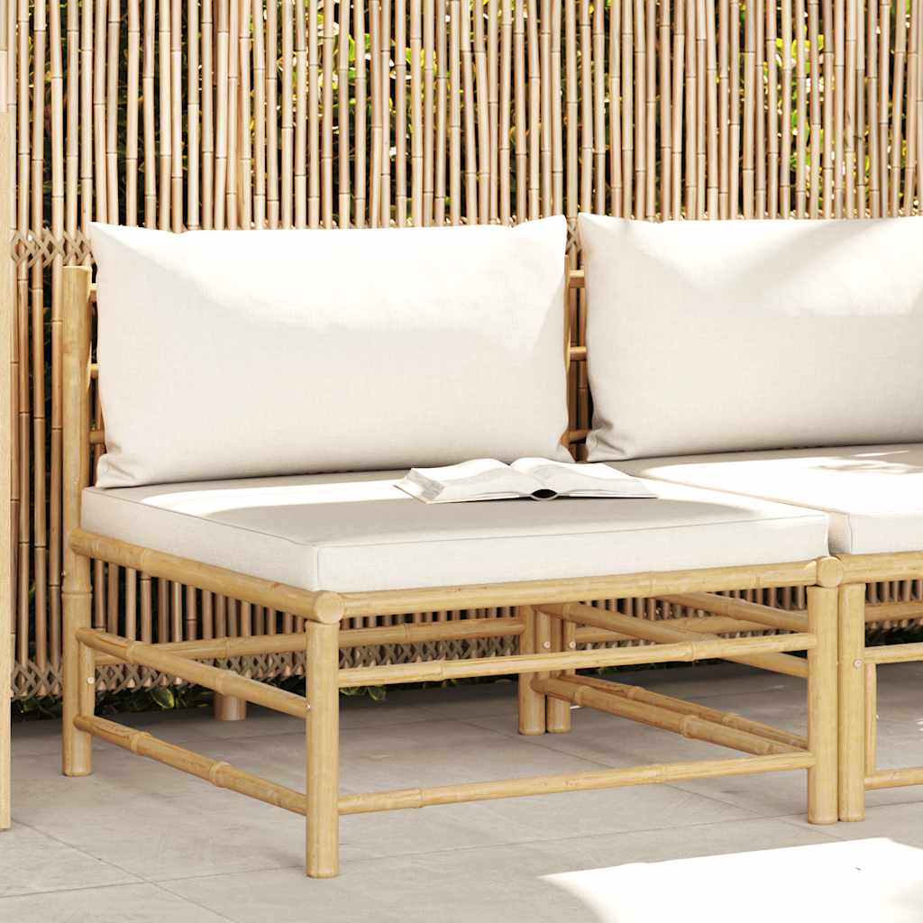 3-tlg. Garten-Lounge-Set mit Kissen Bambus
