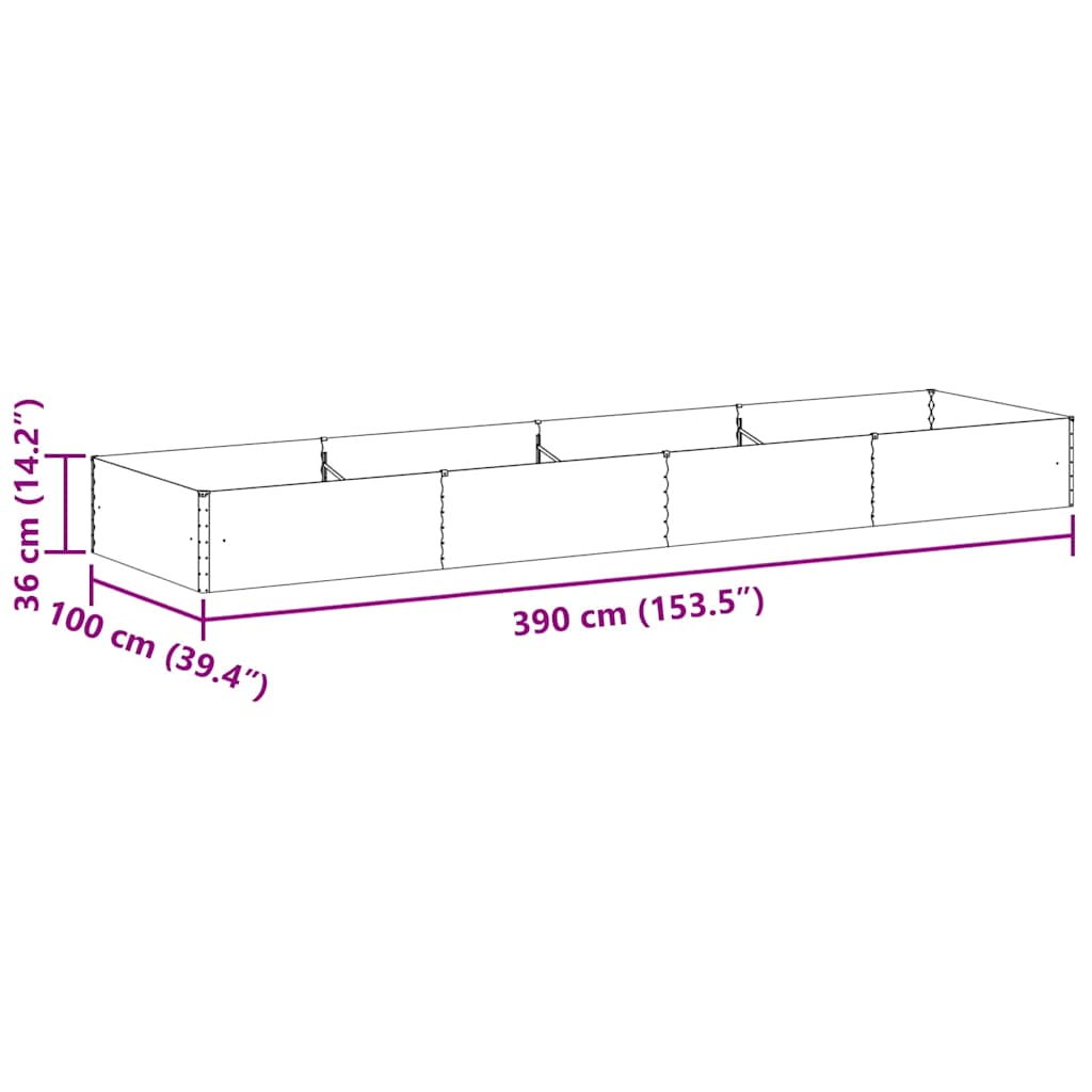 Garten-Hochbeet 100 x 50 x 36 cm Cortenstahl