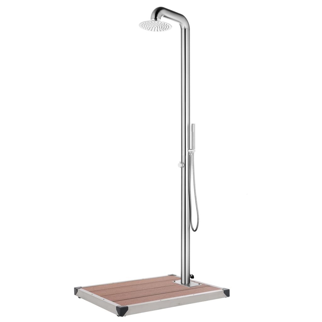 Gartendusche mit Grauer Bodenplatte 230 cm Edelstahl