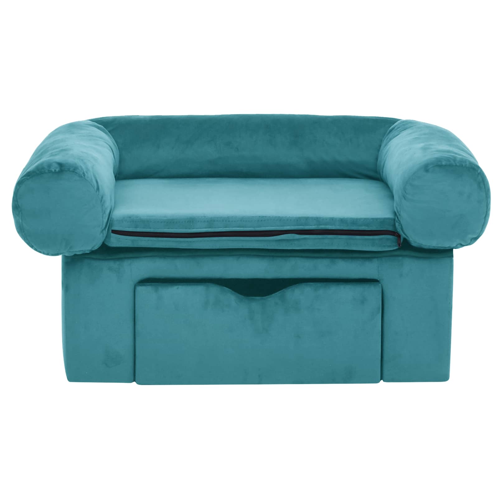 Hundesofa mit Schublade Dunkelgrau 75x50x38 cm Plüsch