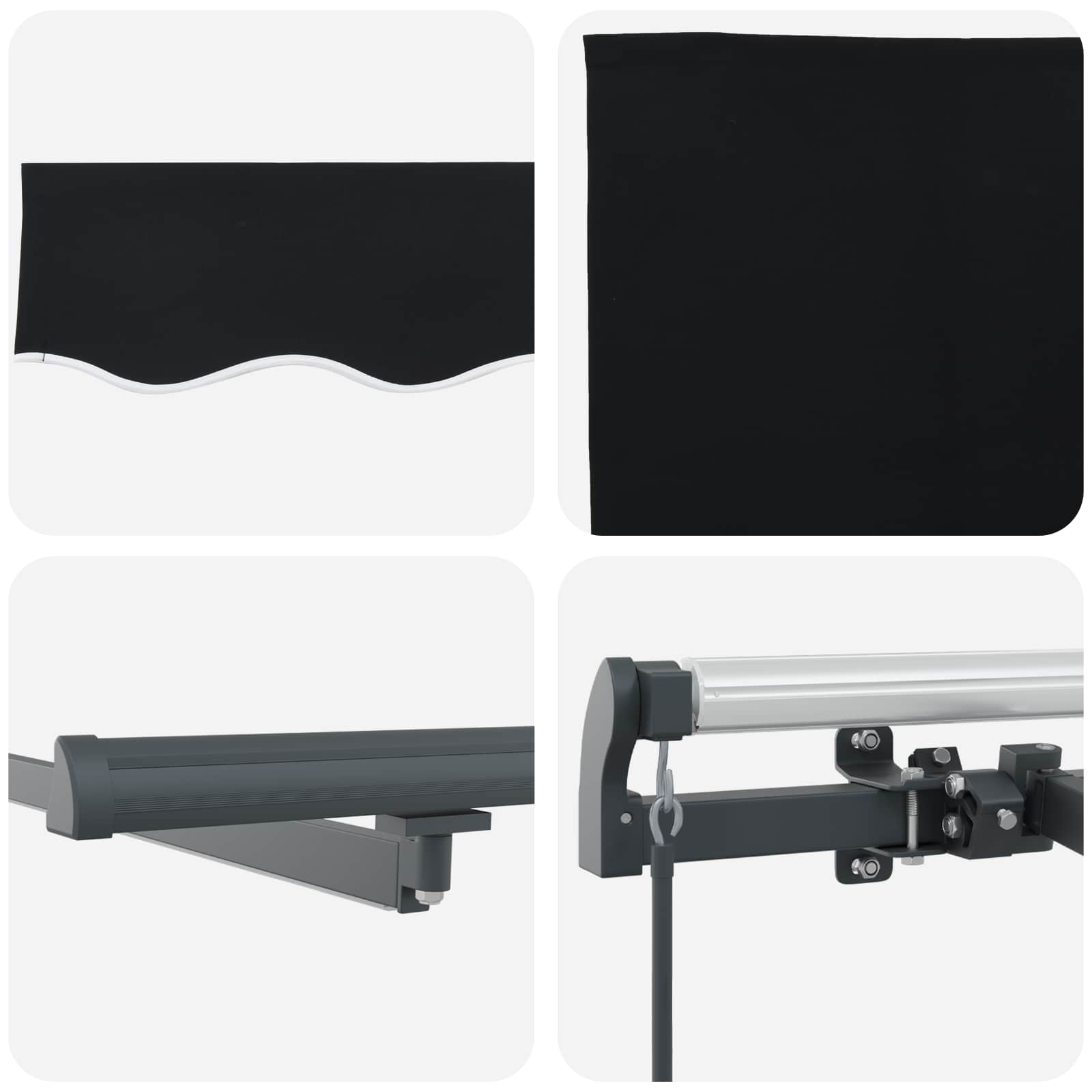 Markise Manuell Einziehbar mit LED 300x250 cm Blau und Weiß
