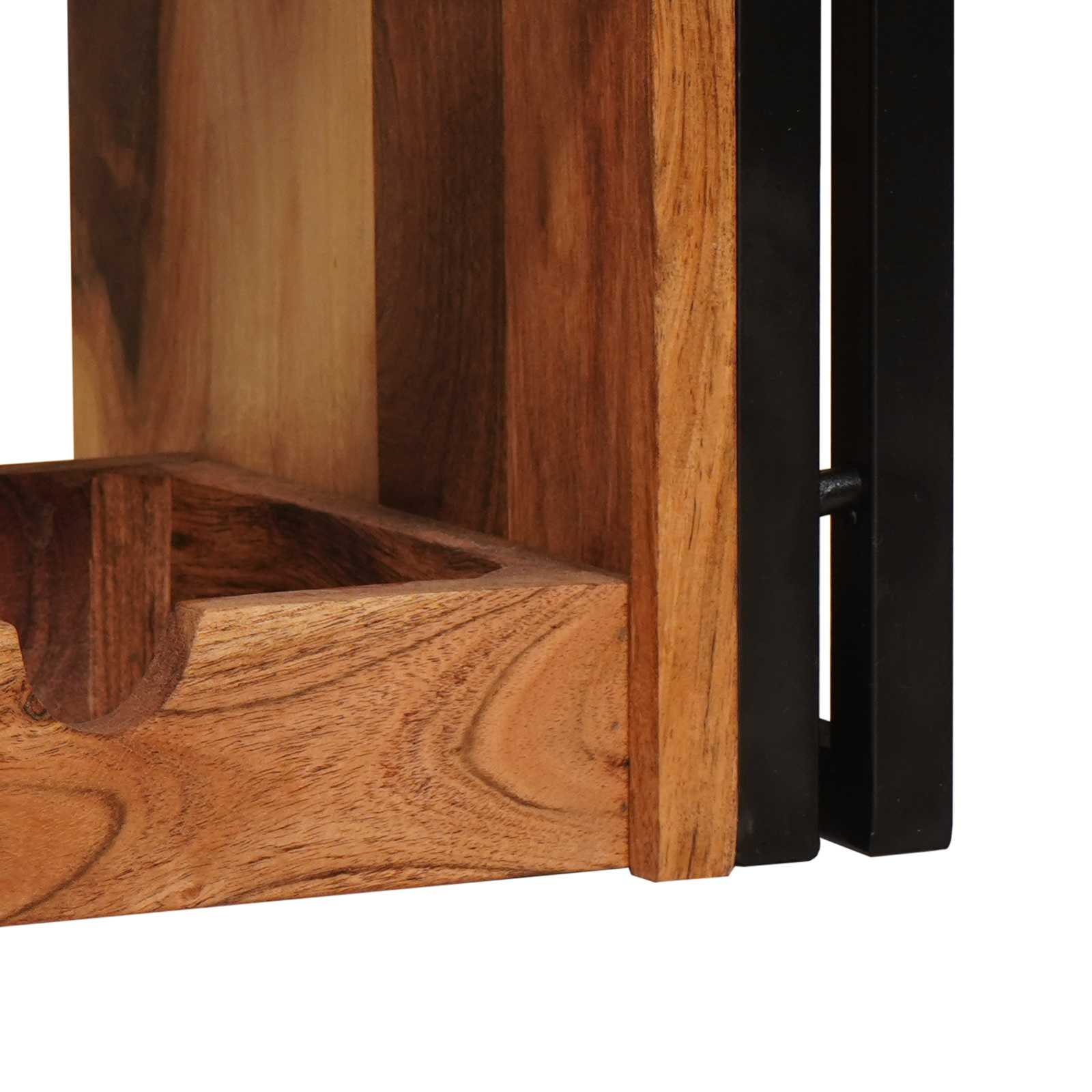 Weinregal Braun 60 x 45 x 33 cm Massives grobes Mangoholz