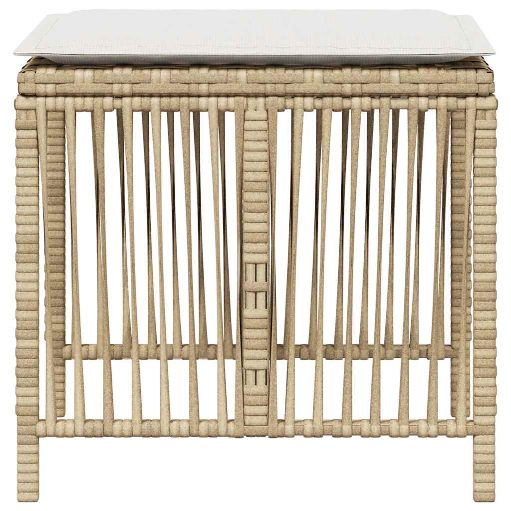 Gartenhocker mit Kissen 4 Stk. Schwarz 41x41x36 cm Poly Rattan