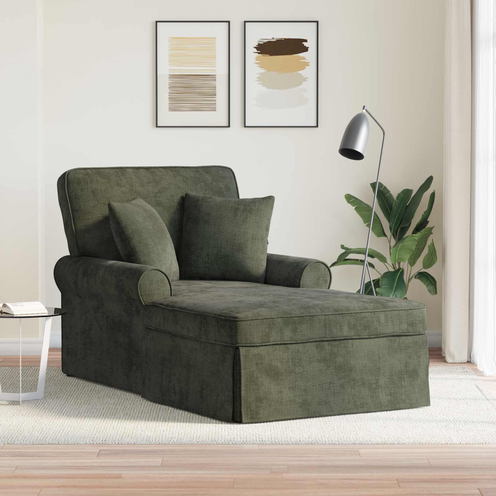 Chaise Lounge mit Rock mit Kissen Creme 157 x 91 x 91 cm ARES