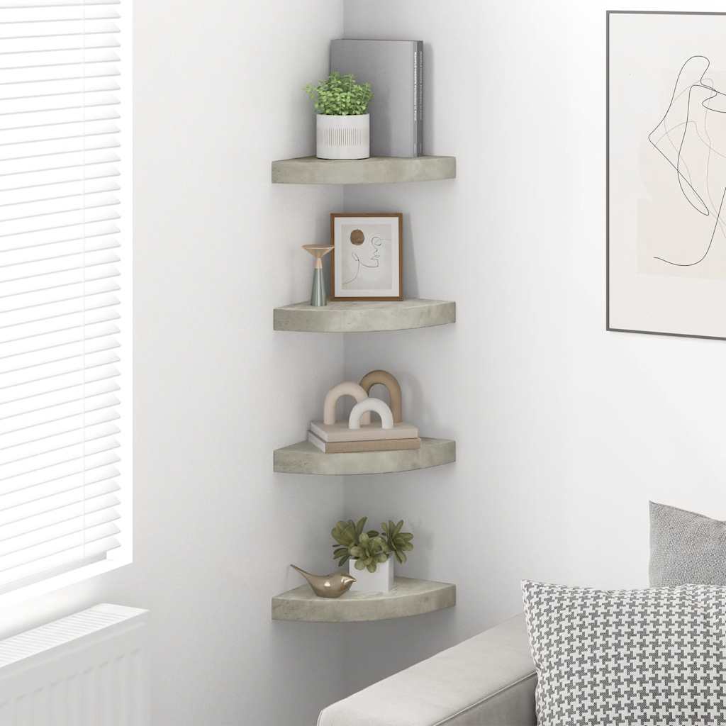 Schwebende Eckregale 2 Stk. Hochglanz-Weiß 25x25x3,8 cm MDF
