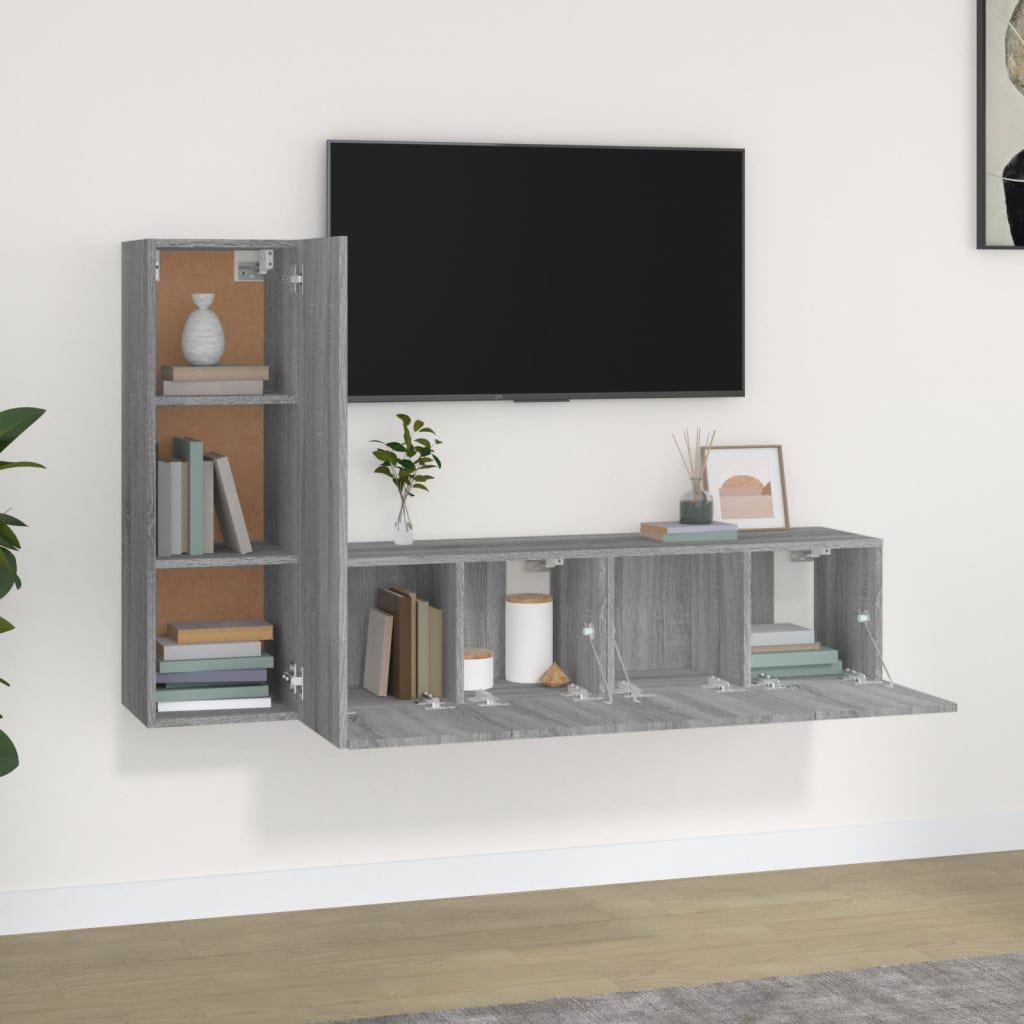 3-tlg. TV-Schrank-Set Weiß Holzwerkstoff