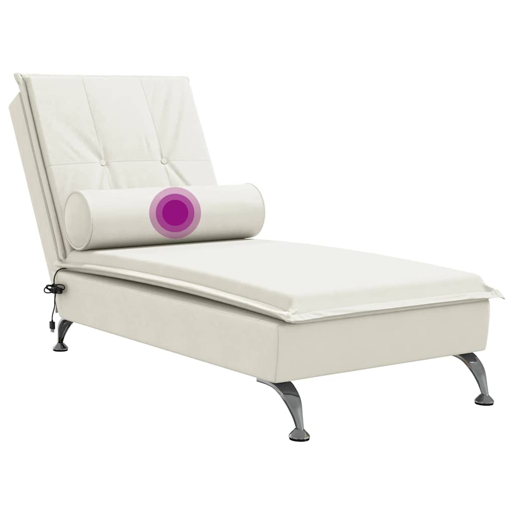 Massage-Chaiselongue mit Nackenrolle Hellgrau Samt