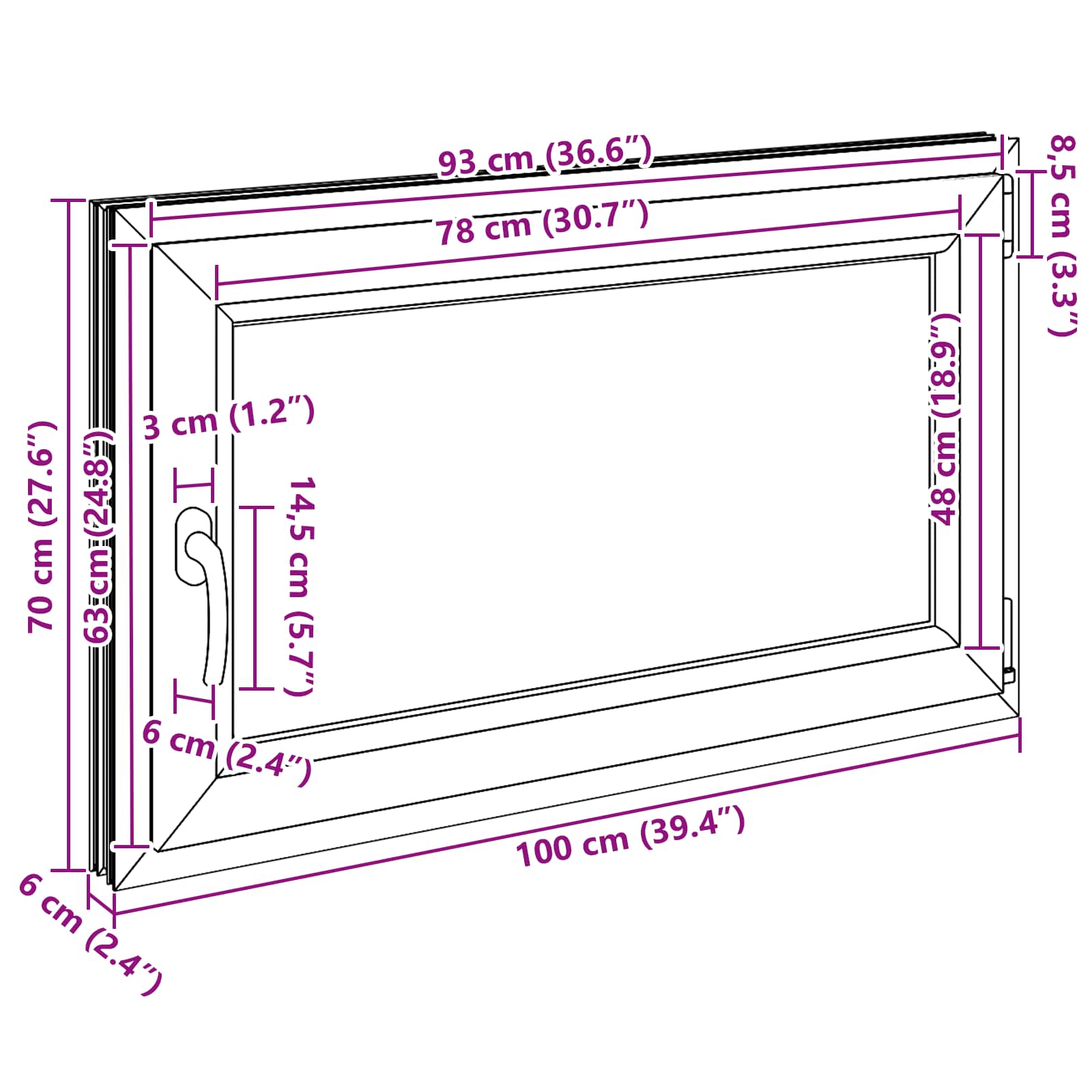 Kellerfenster RISOR 50 x 50 cm PVC und Glas Weiß