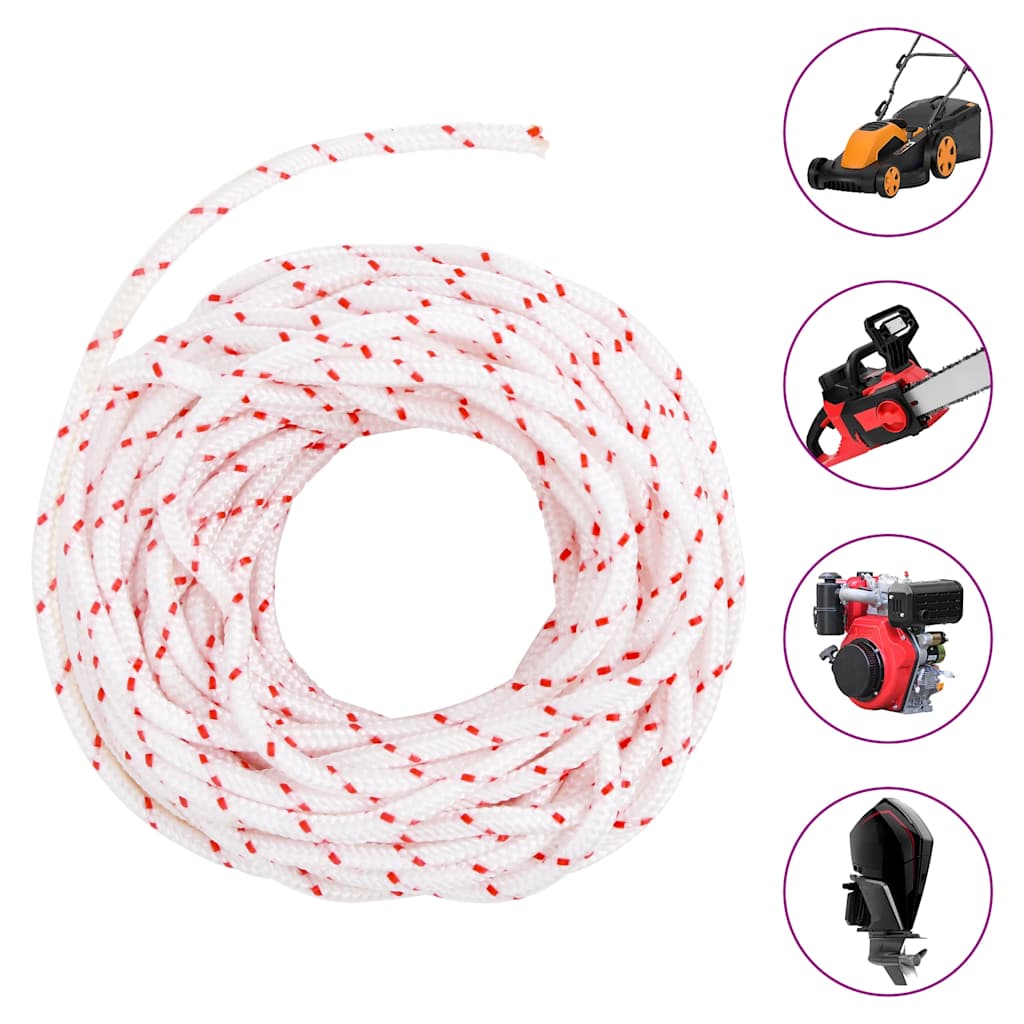 Starterseil Weiß und Rot Ø3 mm 10 m Nylon