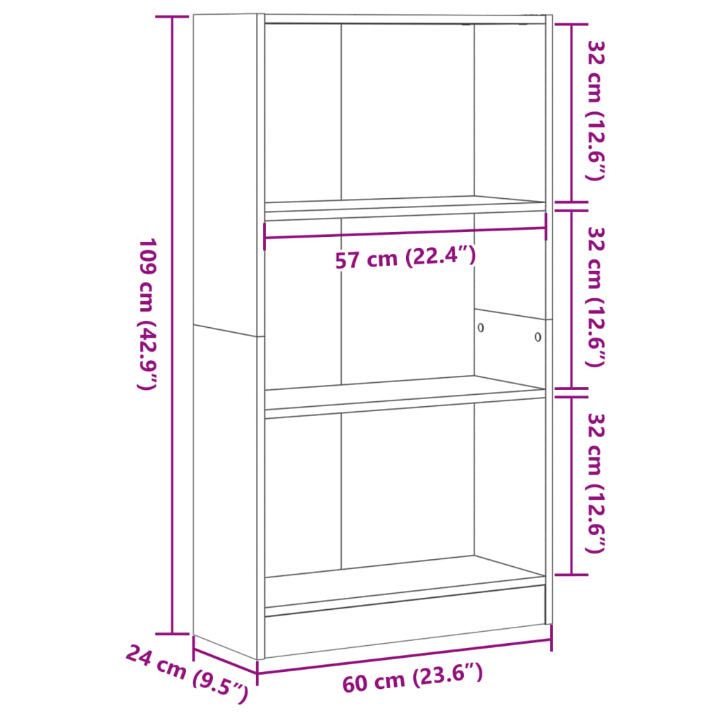 Bücherregal Weiß 40x24x75 cm Holzwerkstoff