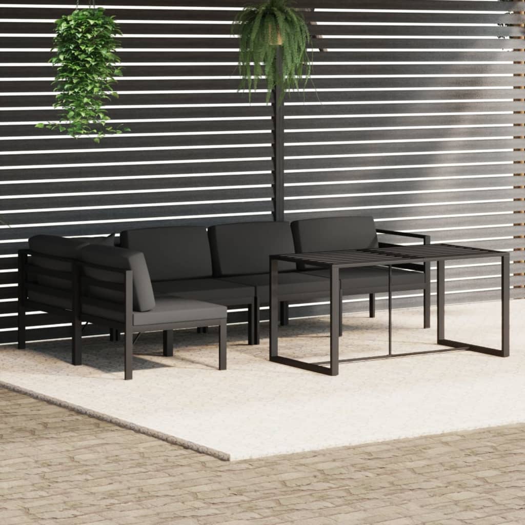 10-tlg. Garten-Lounge-Set mit Kissen Aluminium Anthrazit