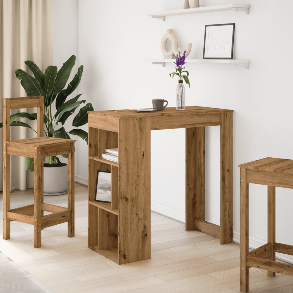 Bartisch Schwarz Eichen-Optik 102 x 50 x 103,5 cm Holzwerkstoff