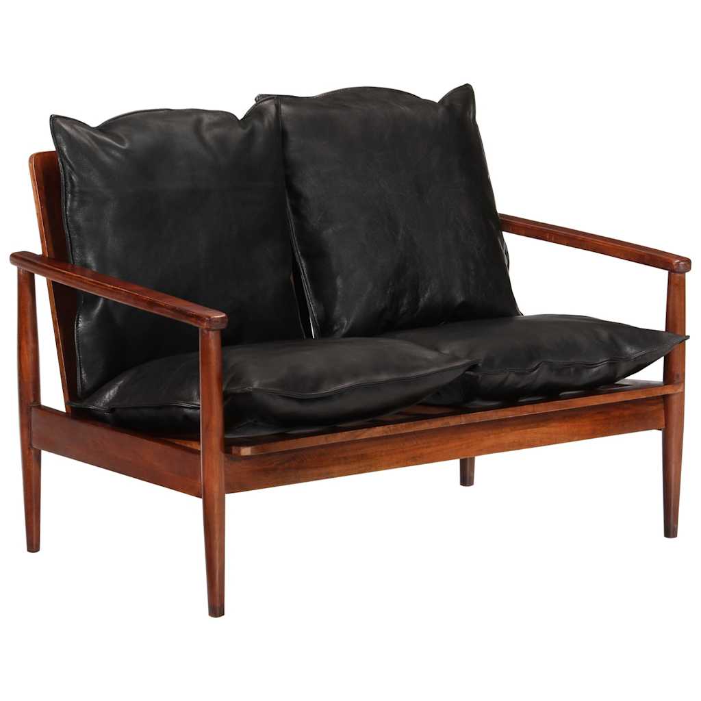 2-Sitzer-Sofa Echtleder Akazienholz Braun
