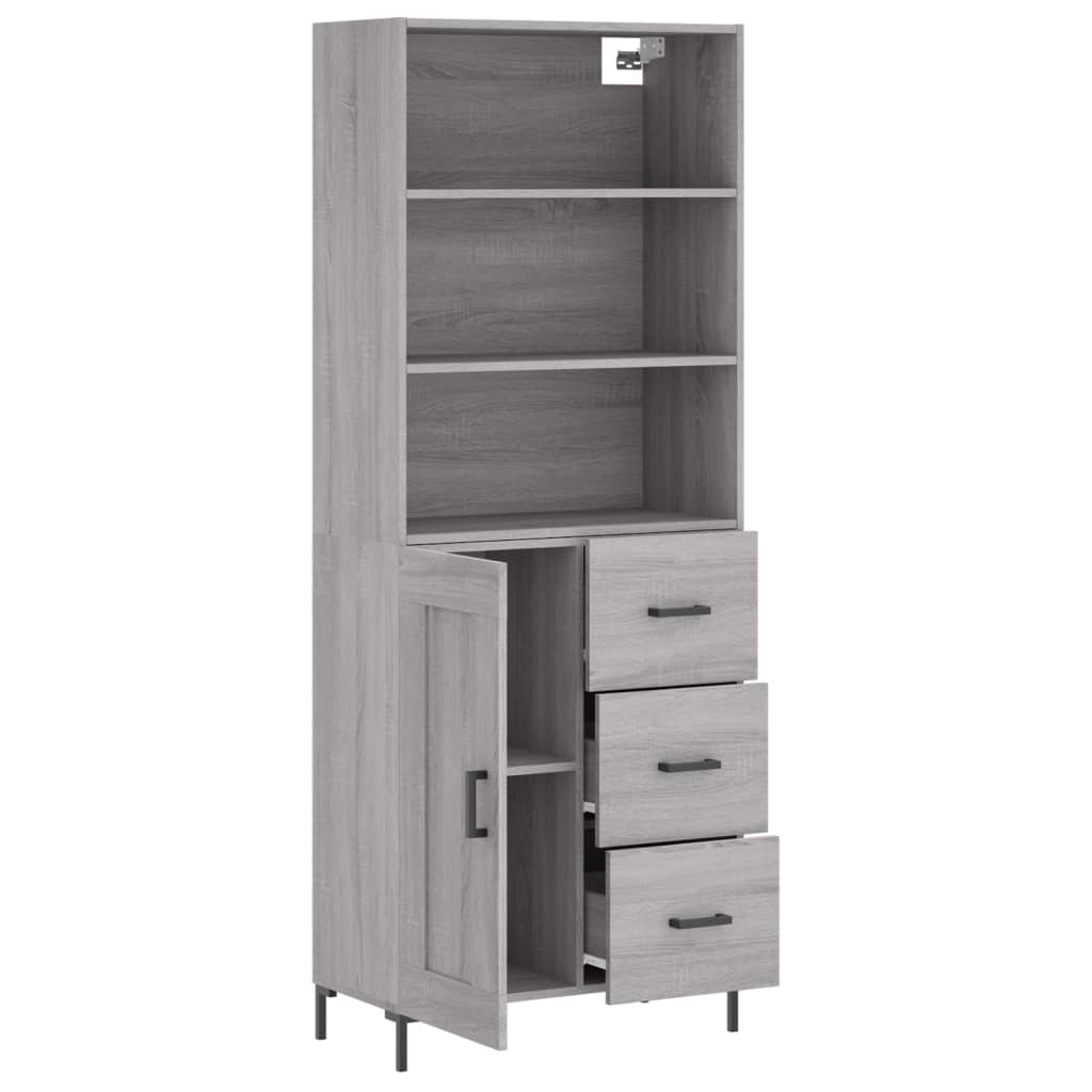 Highboard Hochglanz-Weiß 69,5x34x180 cm Holzwerkstoff