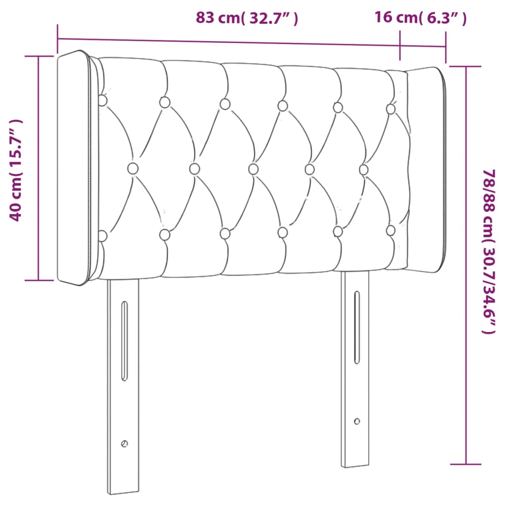 Kopfteil mit Ohren Dunkelblau 93x16x78/88 cm Samt