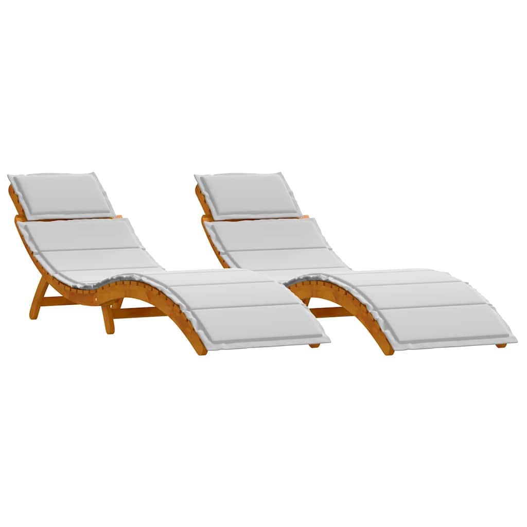 Sonnenliege mit Auflage Beige Massivholz Akazie