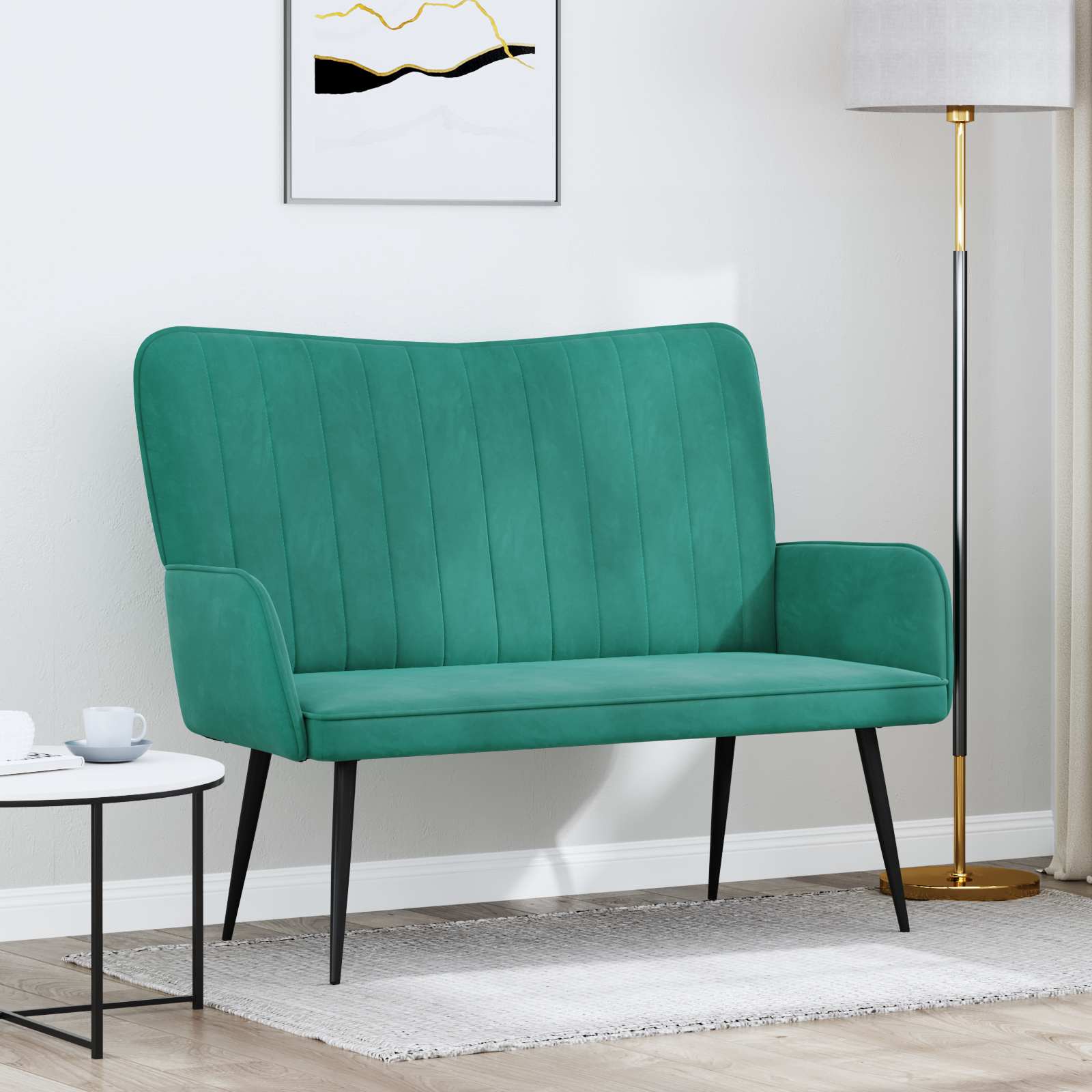 2-Sitzer Sofa Hellgrau 115 x 61 x 87 cm Samt (V)
