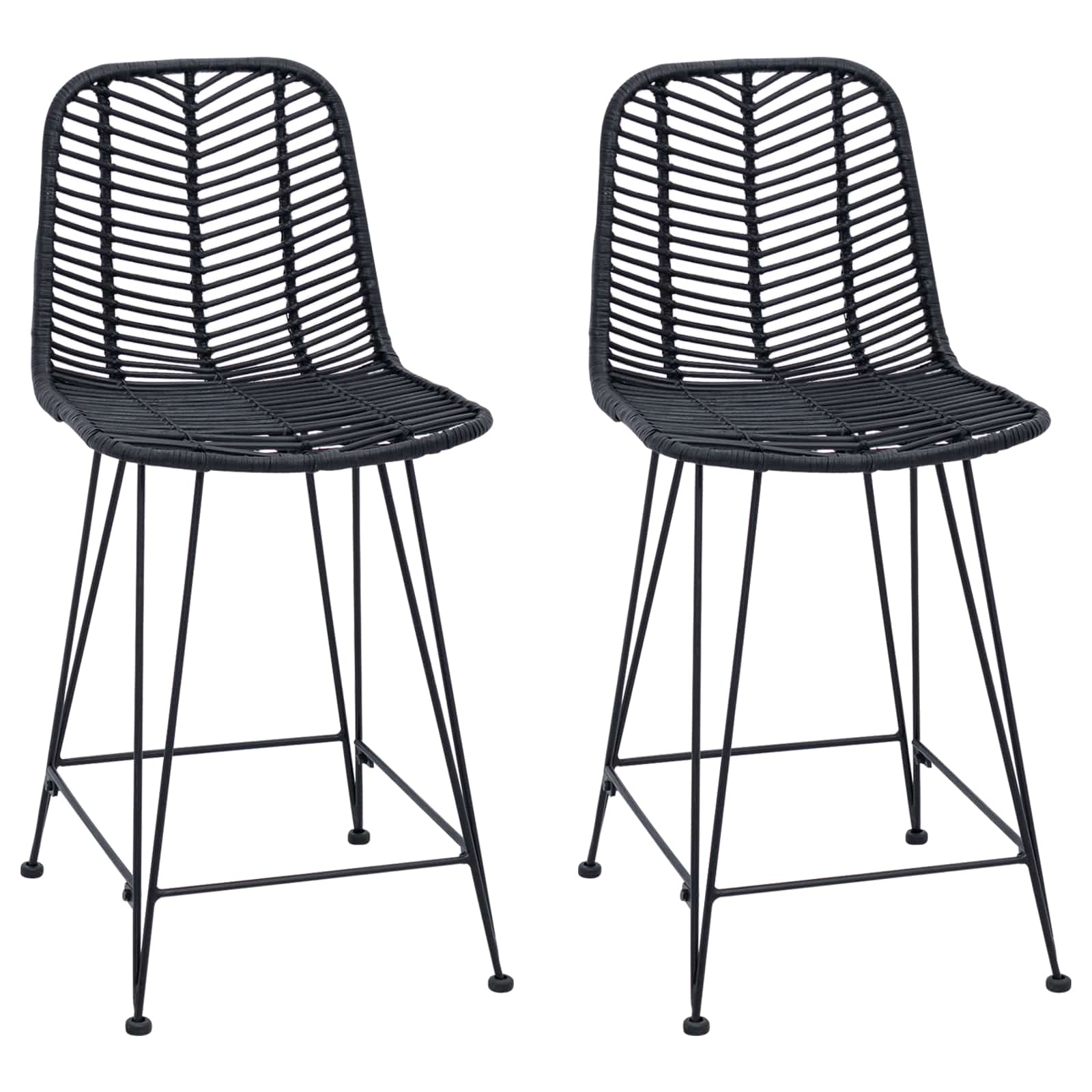 Barstuhl 2 pcs 44,5 x 54,5 x 97,5 cm Rattan und Eisen