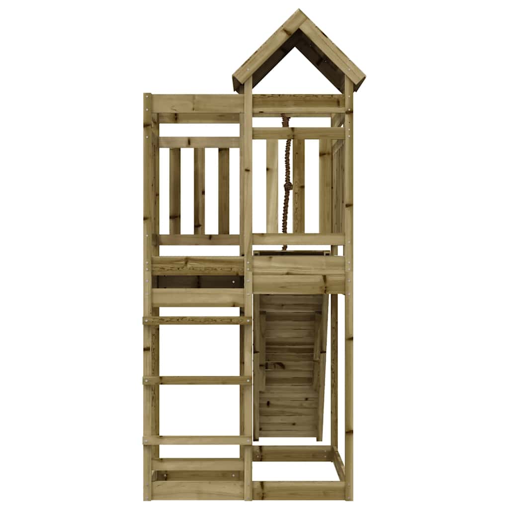 Spielturm mit Kletterwand Massivholz Kiefer