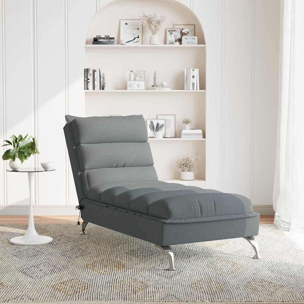 Chaiselongue mit Kissen Hellgrau Stoff