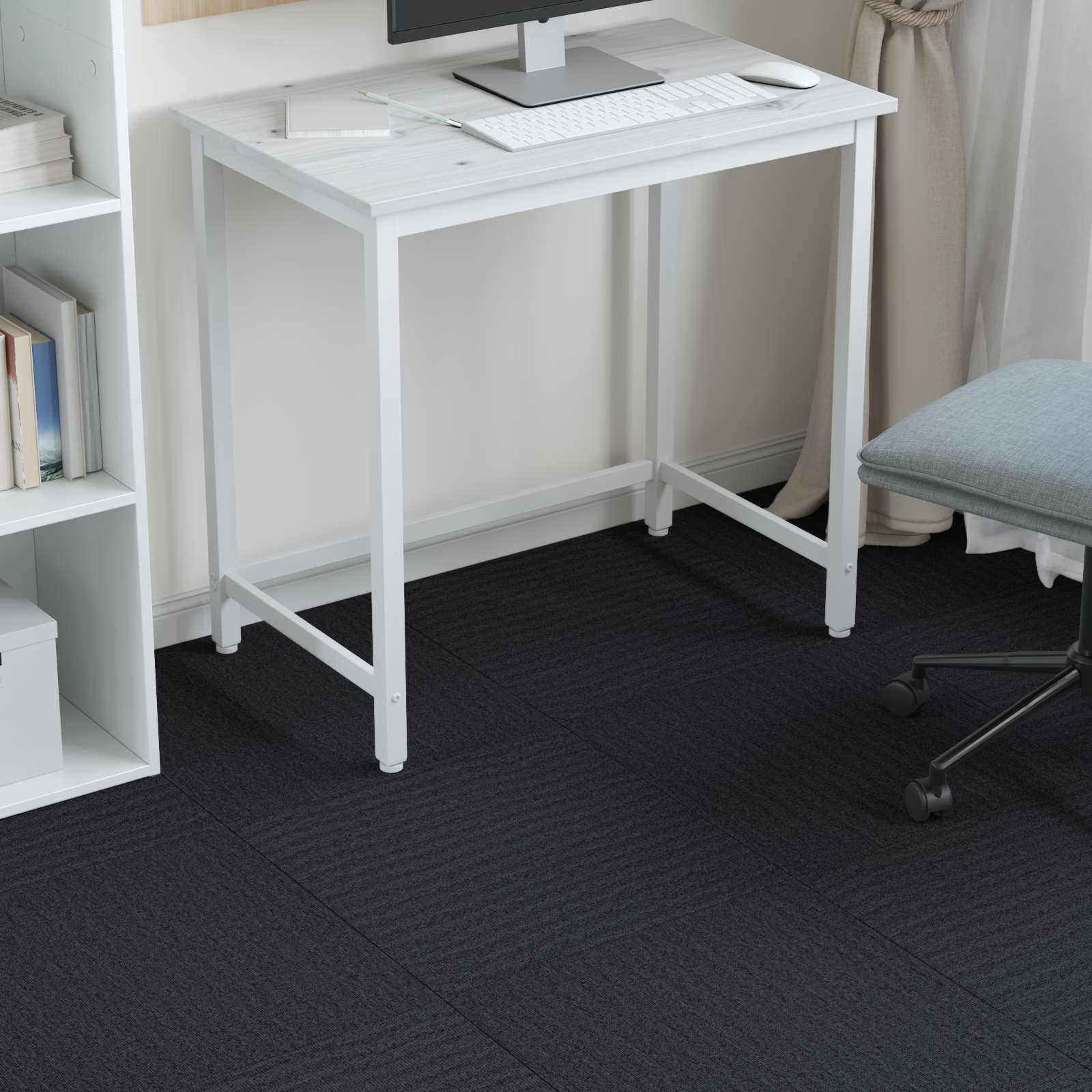 Teppichfliese Hellgrau mit Streifen 50 x 50 cm 4 pcs