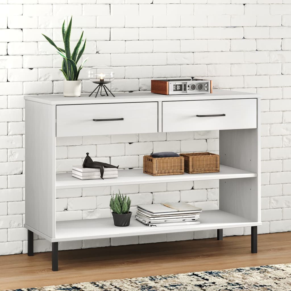 Konsolenschrank OSLO mit Metallbeinen Braun Massivholz Kiefer