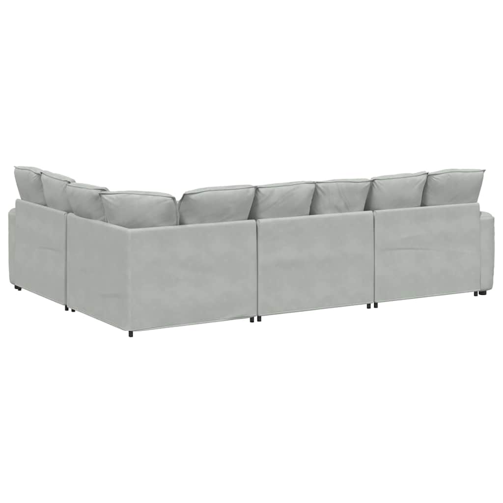 Modulares Sofa mit Kissen Samt Blau