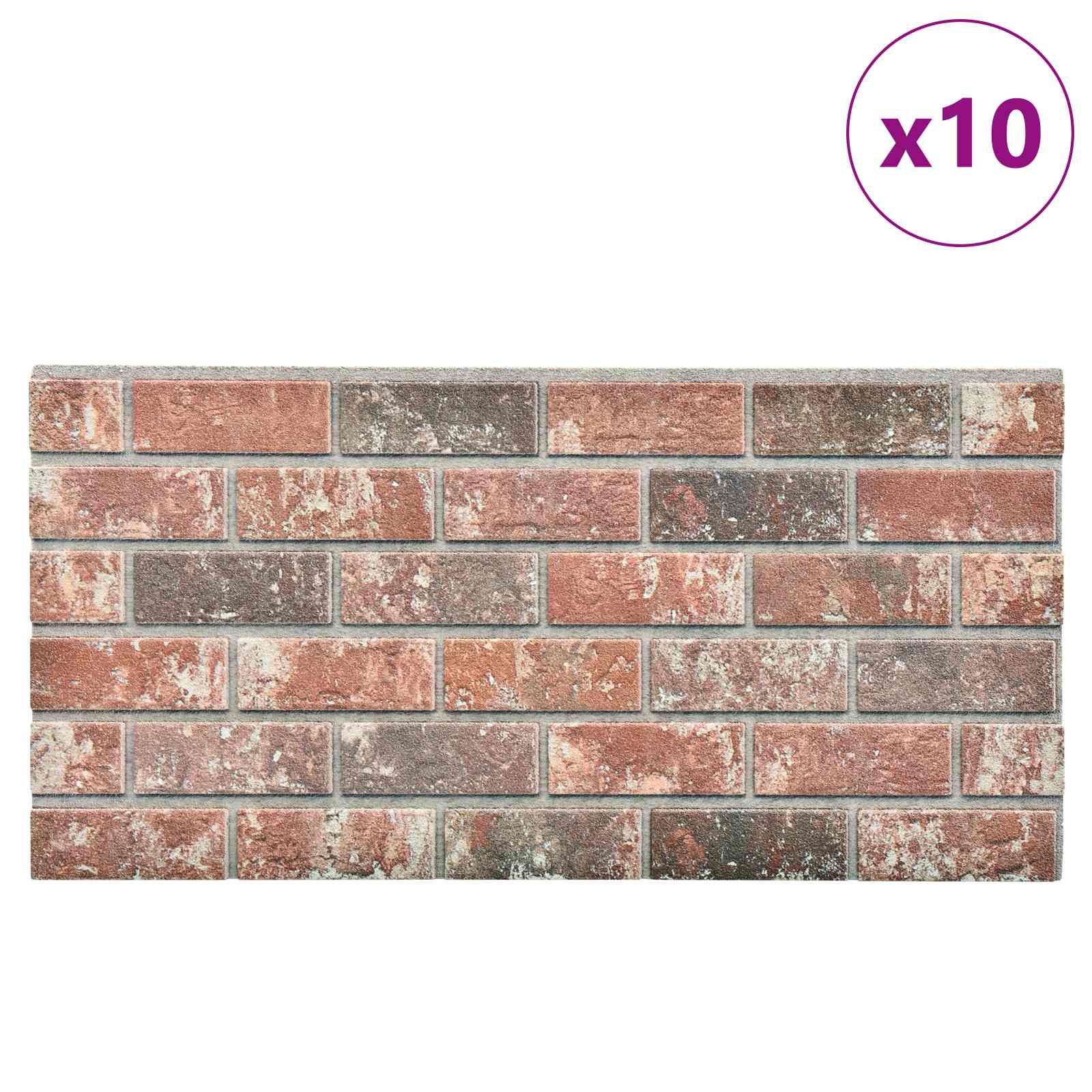 Wandpaneele 10 pcs Ziegel 100 x 50 cm EPS-Schaum