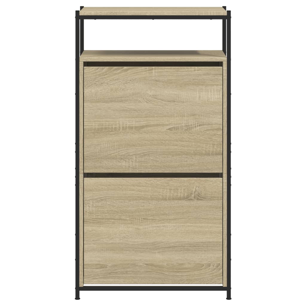 Schuhschrank mit 4 Klappen Sonoma-Eiche 100x34x112 cm