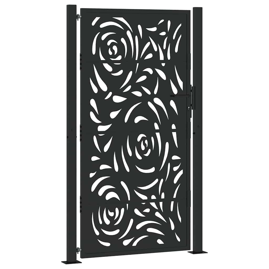 Gartentor Schwarz 100x100 cm Stahl Lichtdesign