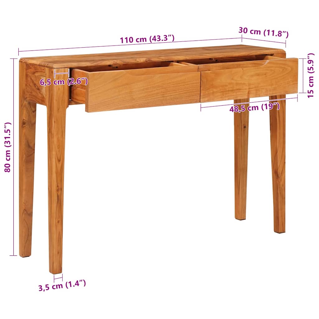 Konsolentisch Braun 110 x 30 x 80 cm Massivholz Akazie