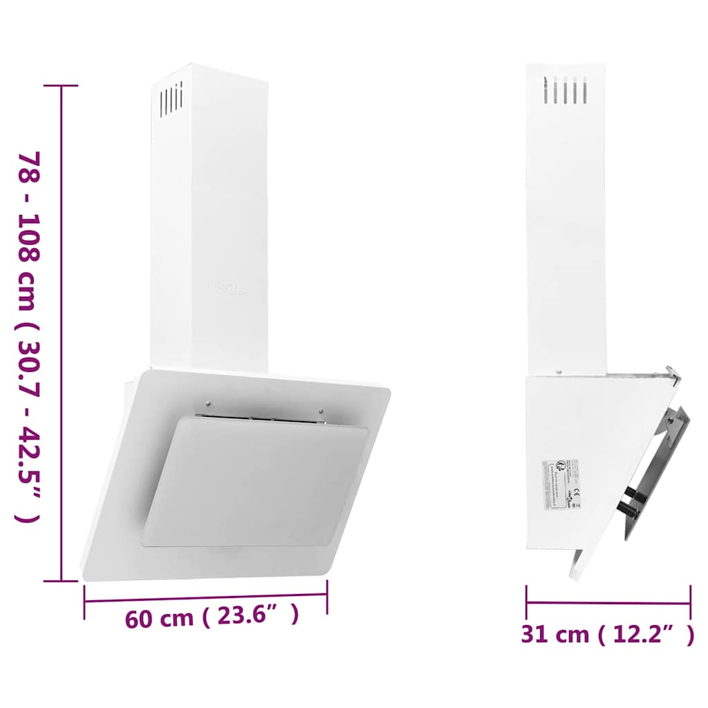 Dunstabzugshaube 60 cm Edelstahl und Hartglas Silbern