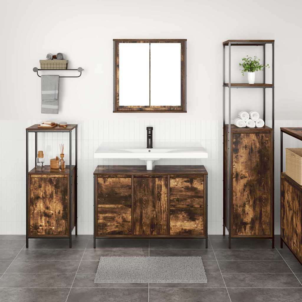 Badezimmermöbel Set mit Schubladen 2 pcs Schwarz Eichen-Optik