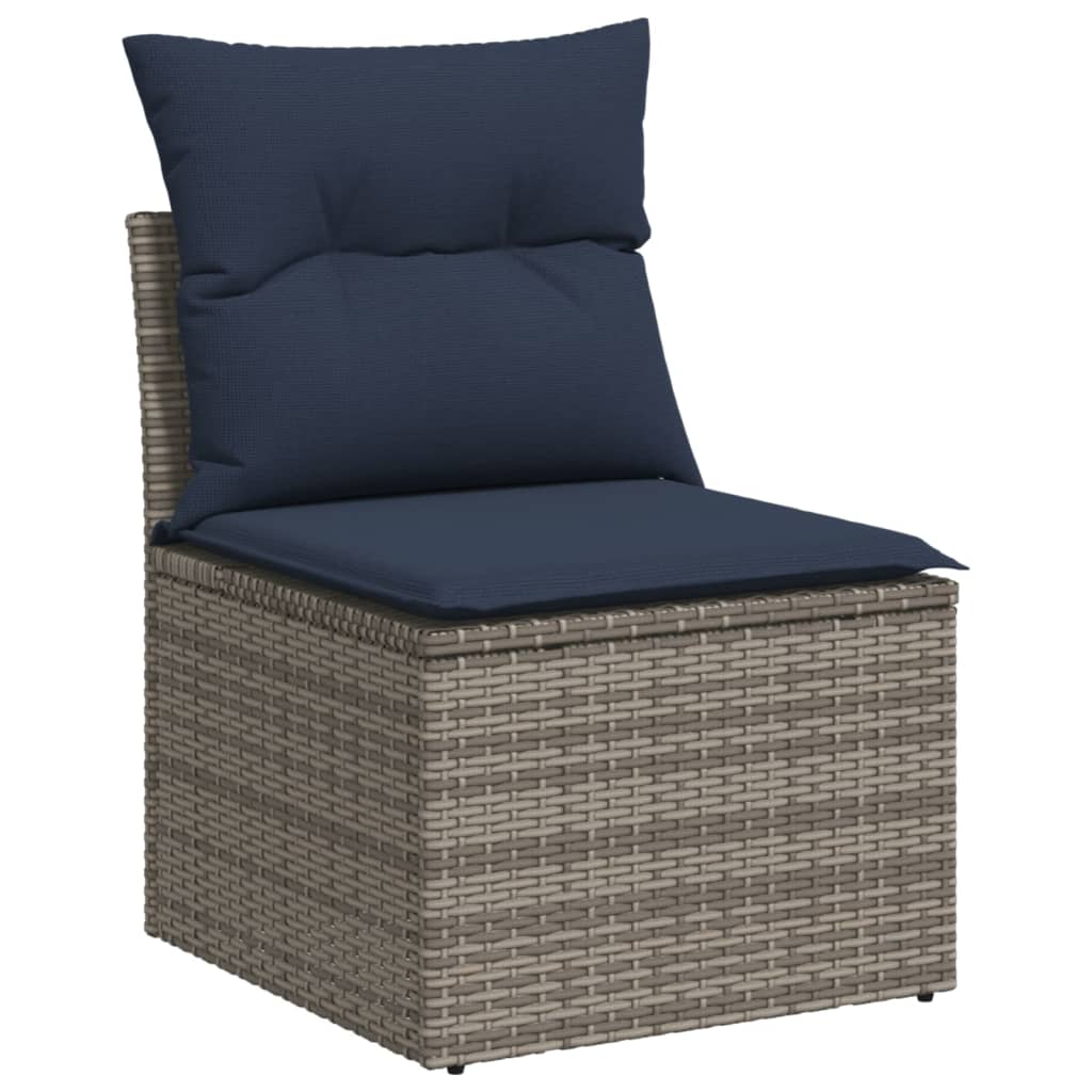 3-teiliges Gartensofa-Set mit Kissen, schwarzes Polyrattan