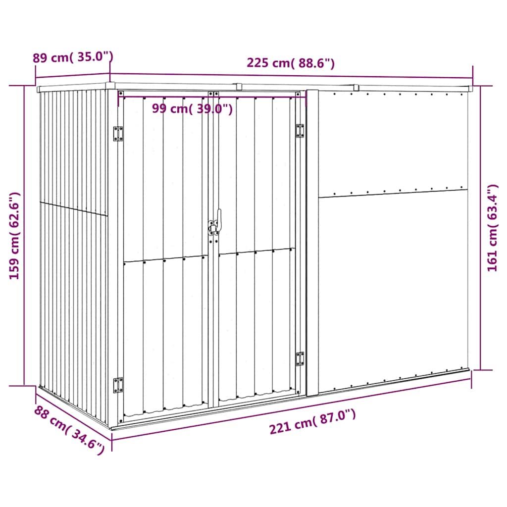 Gerätehaus Grün 88x89x161 cm Verzinkter Stahl