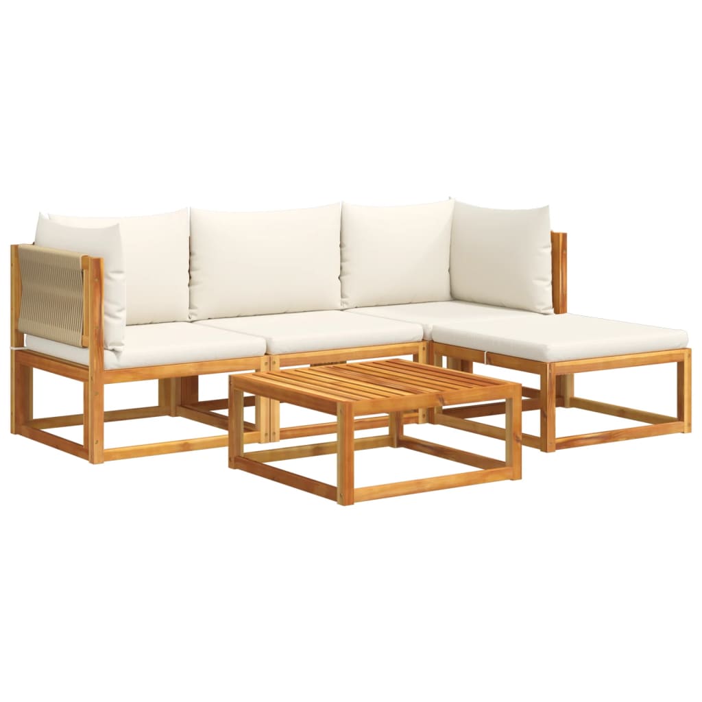 6-tlg. Gartensofa-Set mit Kissen Holz Akazie & Seil