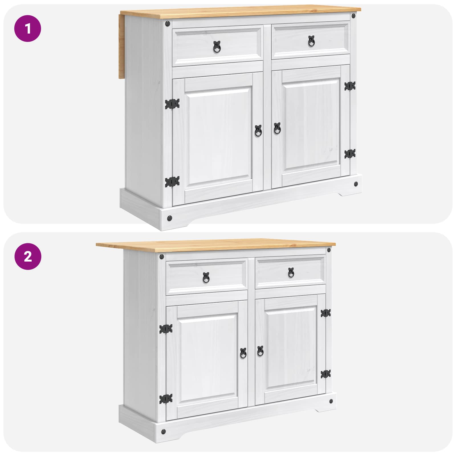 Küchentrolley 2 pcs Honigwachs 112 x 70 x 91,5 cm Massiv-Kiefer