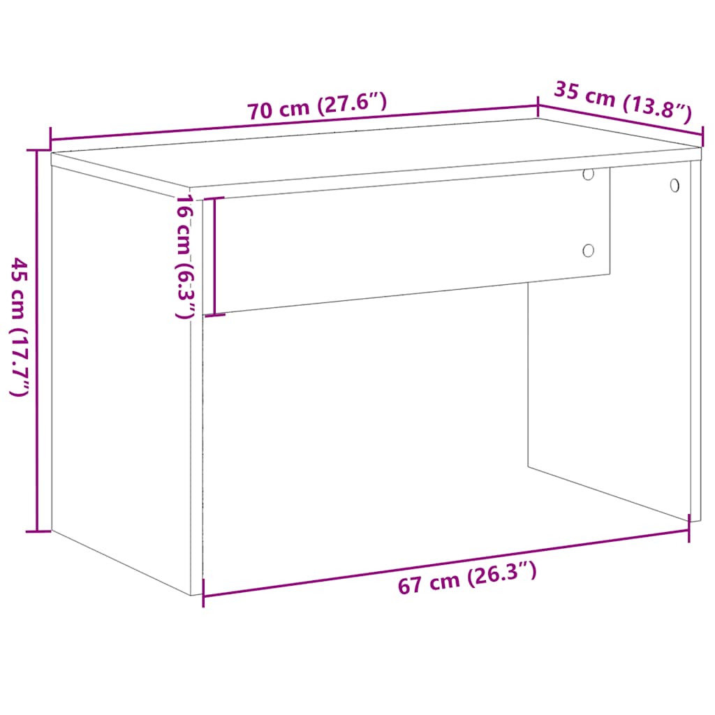 Schminkhocker Weiß 70x35x45 cm Holzwerkstoff