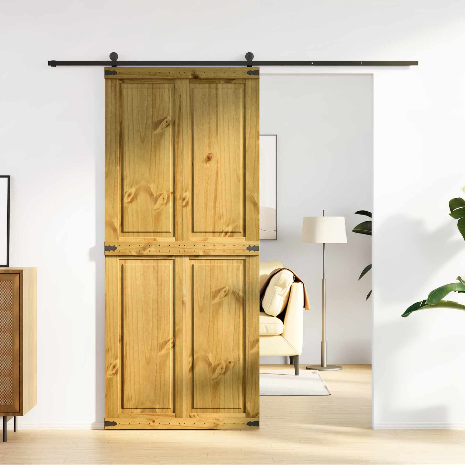 Scheunentür Corona Weiß 70 x 210 cm Massives Kiefernholz