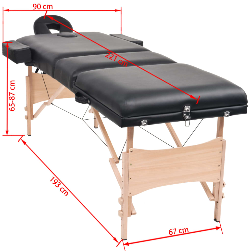 Massageliege 3-Zonen Klappbar 10 cm Sitz Weiß