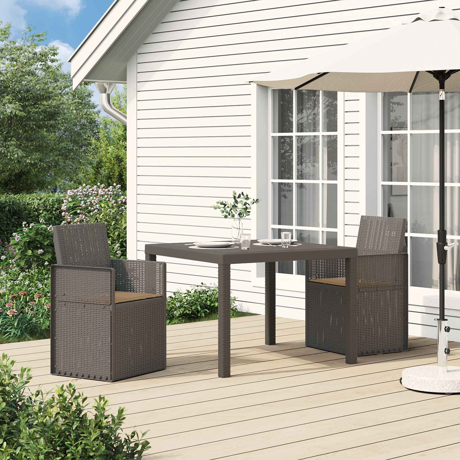 Garten Esszimmerstühle 2 pcs Weiß und Hellgrau PP