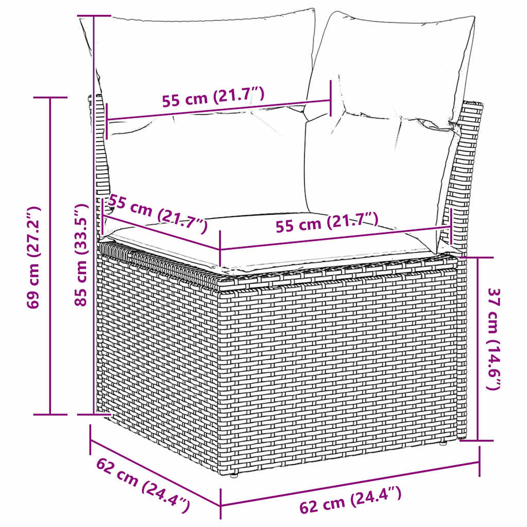 Garten Essgruppe mit Kissen 7 pcs Schwarz und Creme