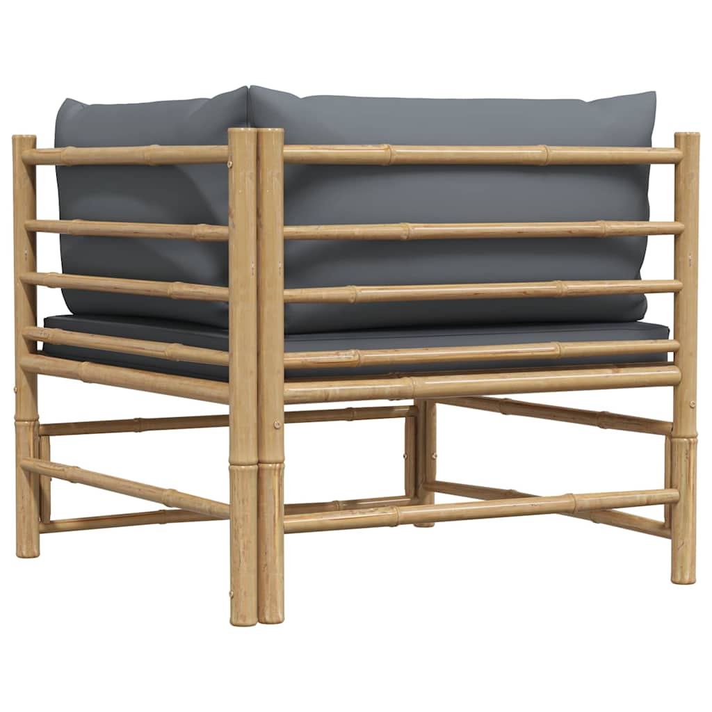 3-tlg. Garten-Lounge-Set mit Kissen Bambus