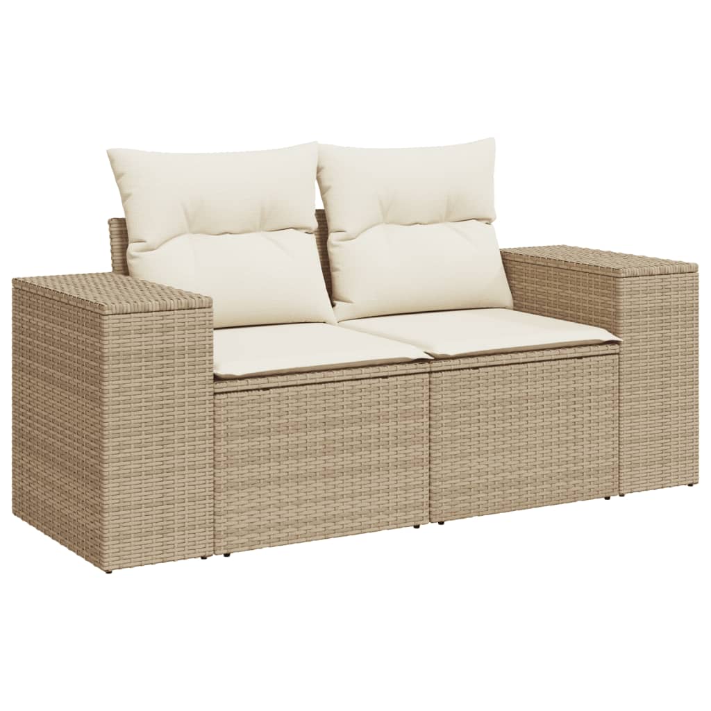 10-tlg. Garten-Sofagarnitur mit Kissen Schwarz Poly Rattan