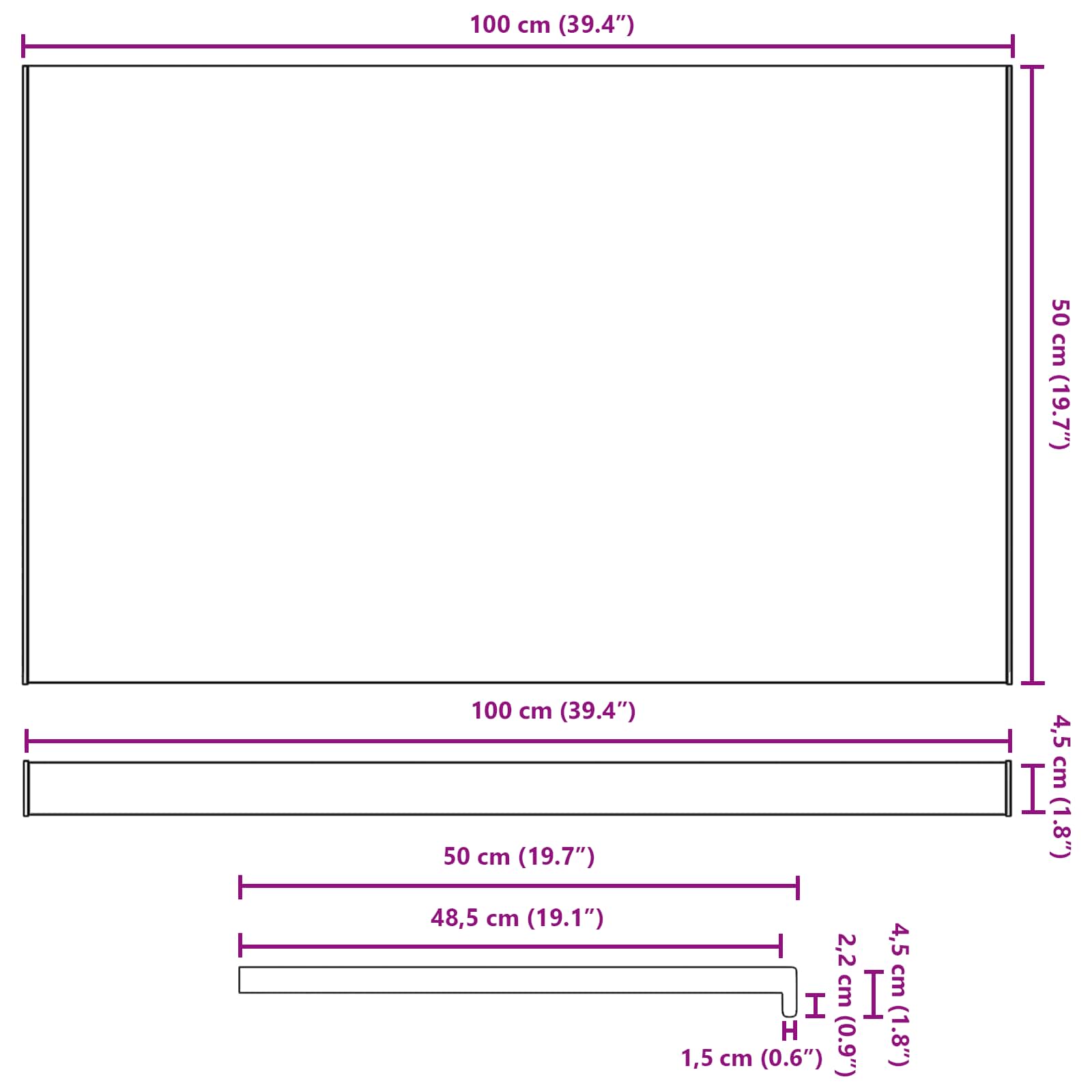 Fensterbank Weiß 60 x 10 x 4,5 cm PVC