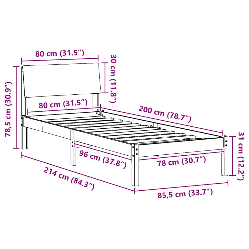 Bettgestell Braun und hellgrau 200 x 200 cm Massivholz Kiefer