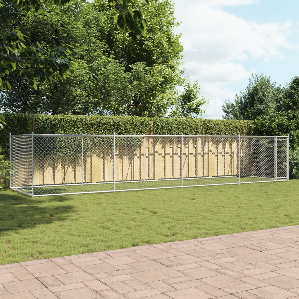 Hundezwinger mit Tür Grau 2x2x1,5 m Verzinkter Stahl